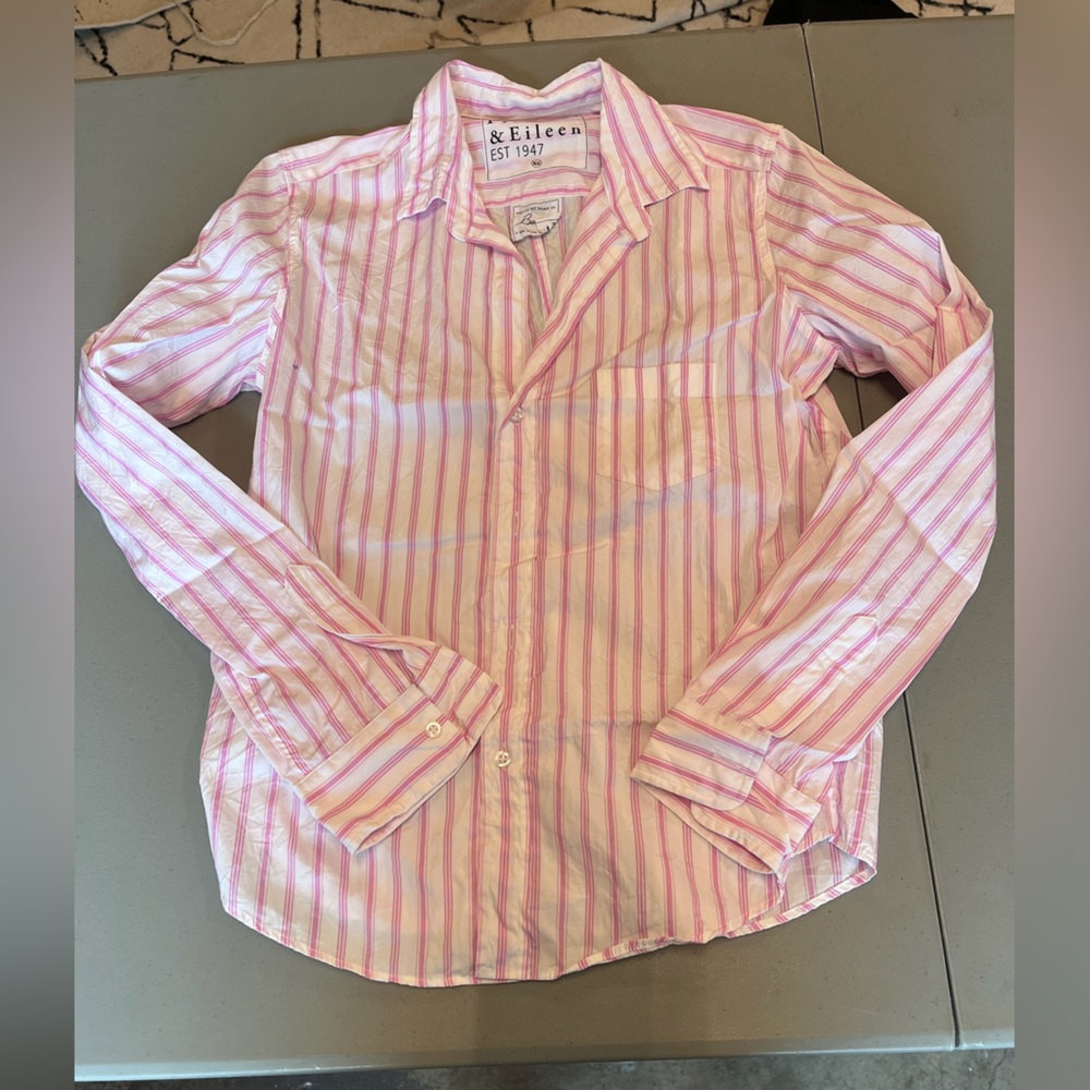 Frank & Eileen Pink and White Button Down Shirt